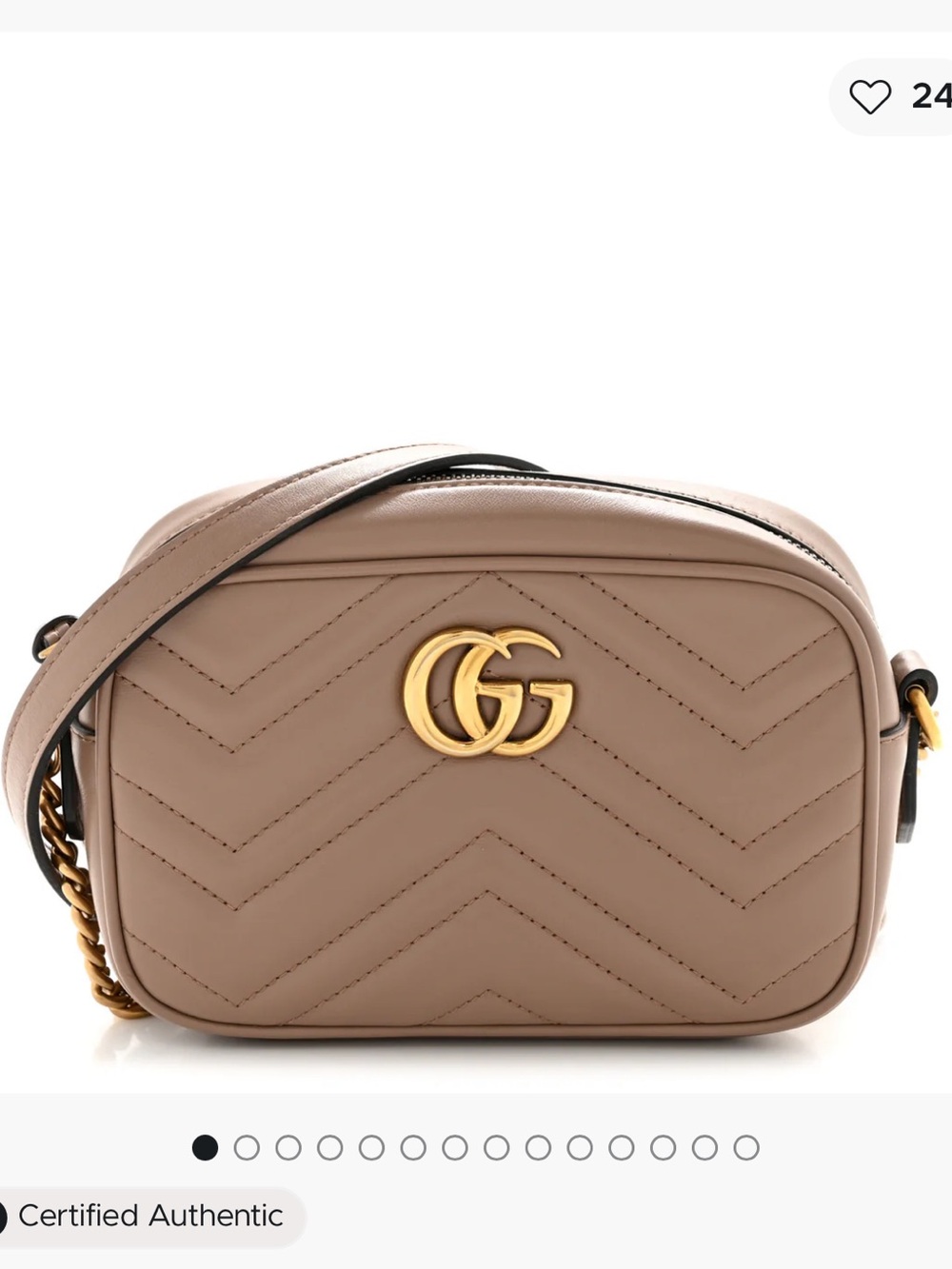 Gucci Calfskin Matelasse Mini GG Marmont Chain Shoulder Bag Porcelain Rose